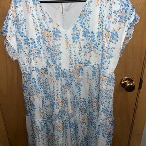 White Midi Sundress with Flutter Sleeves and V-Neck